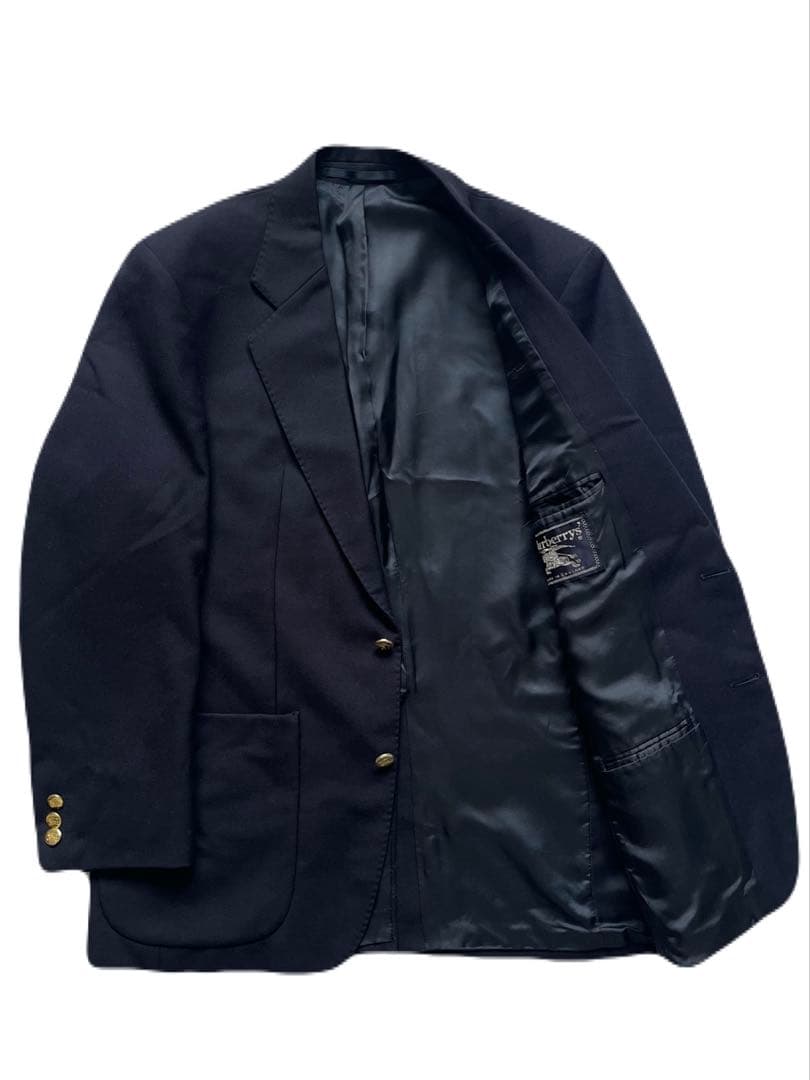 希少 90s 英国製 Burberrys ネイビーブレザー テーラードジャケット