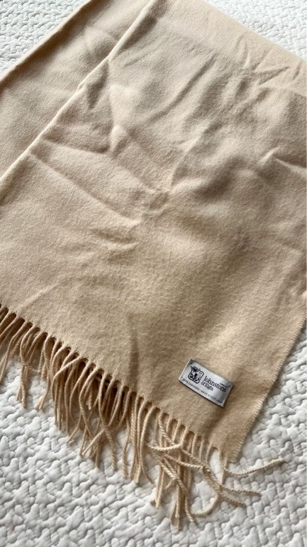 Johnstons of Elgin 100%カシミヤ 大判ストール ベージュ