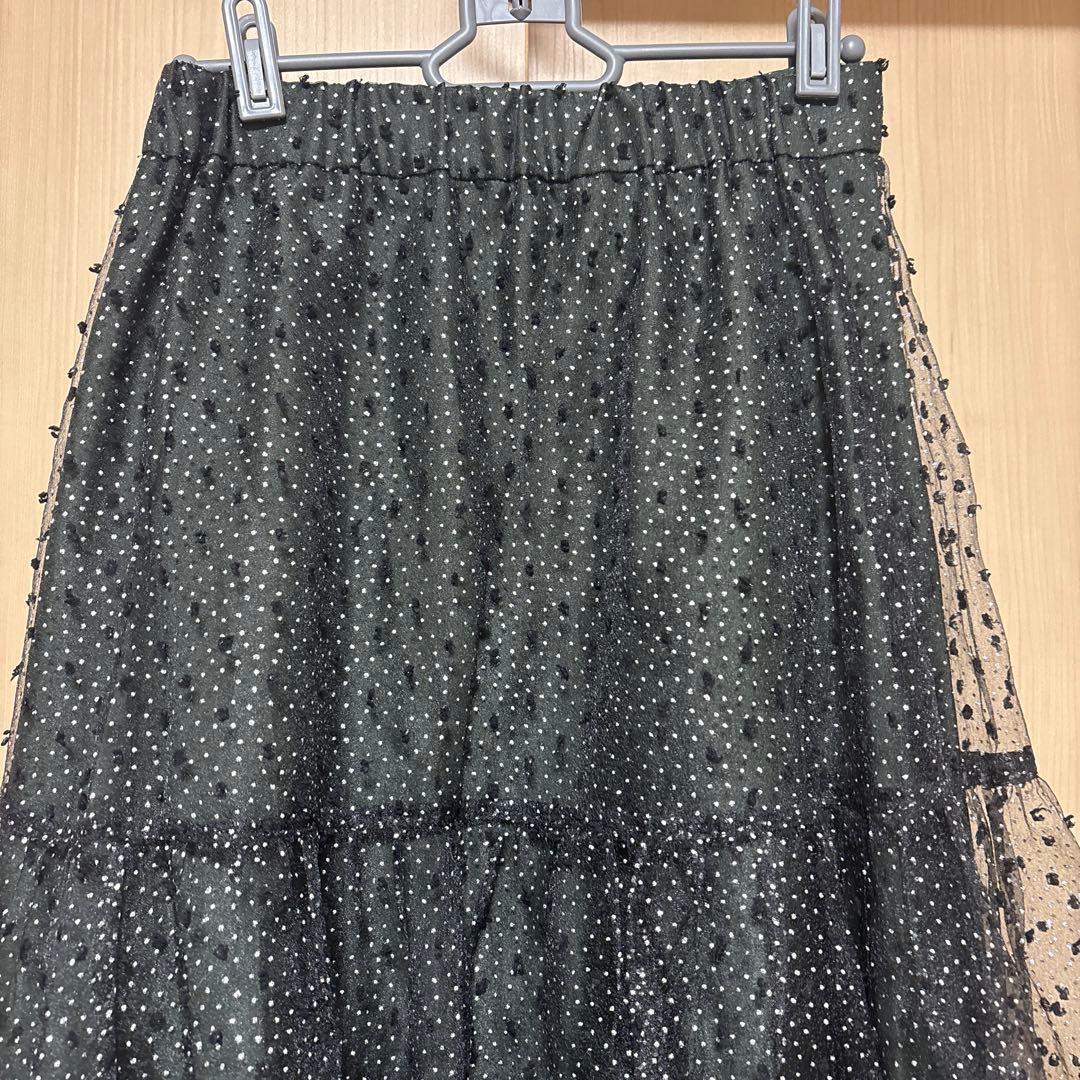 【美品　36】cadune キラキラドットスカート　ブラック