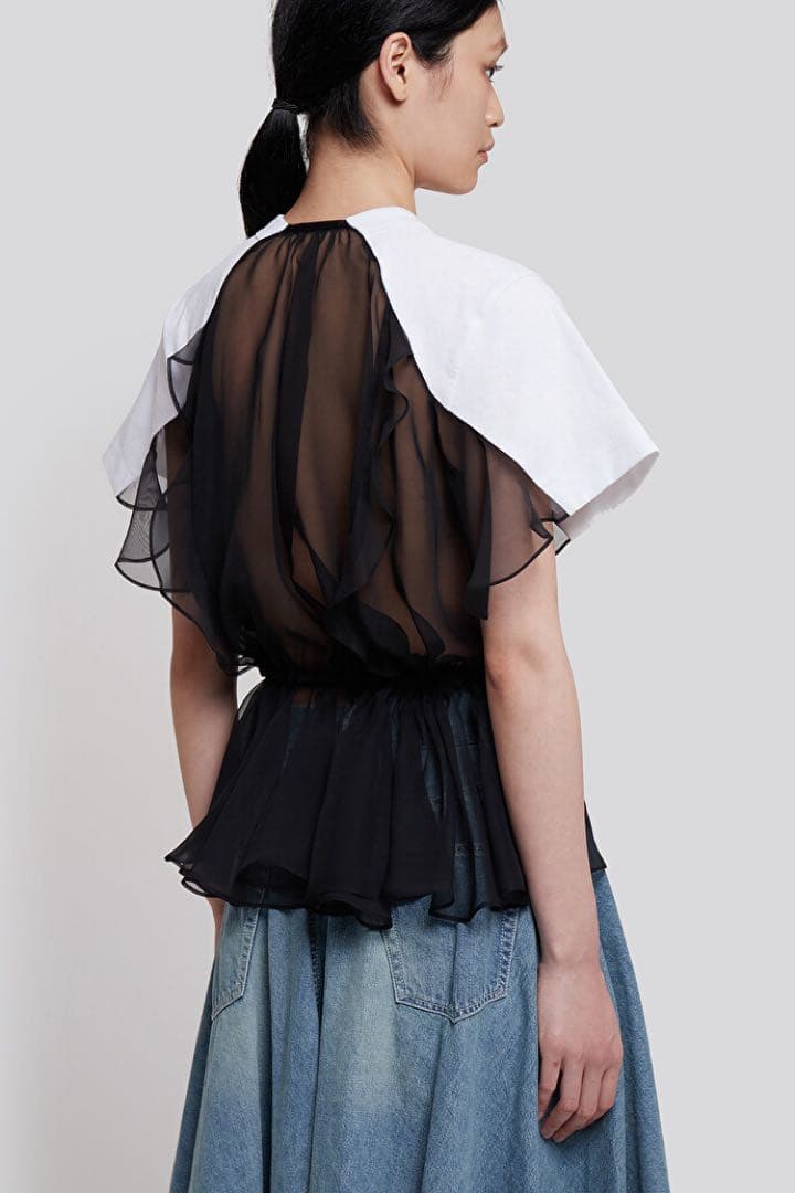 sacai シフォン Tシャツ ホワイト ウィメンズ