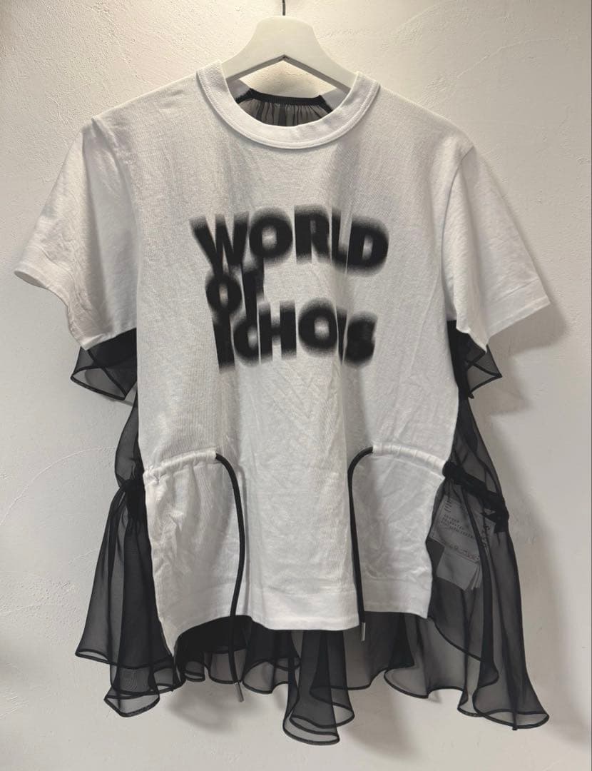 sacai シフォン Tシャツ ホワイト ウィメンズ