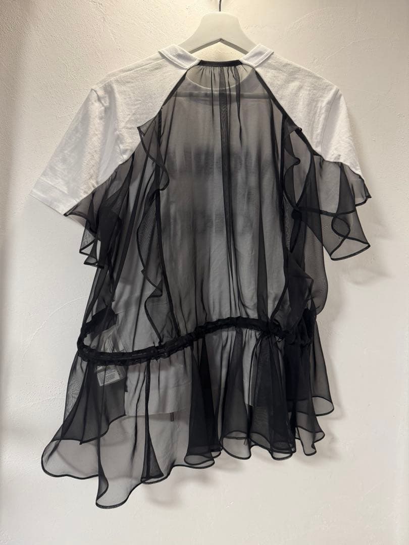 sacai シフォン Tシャツ ホワイト ウィメンズ