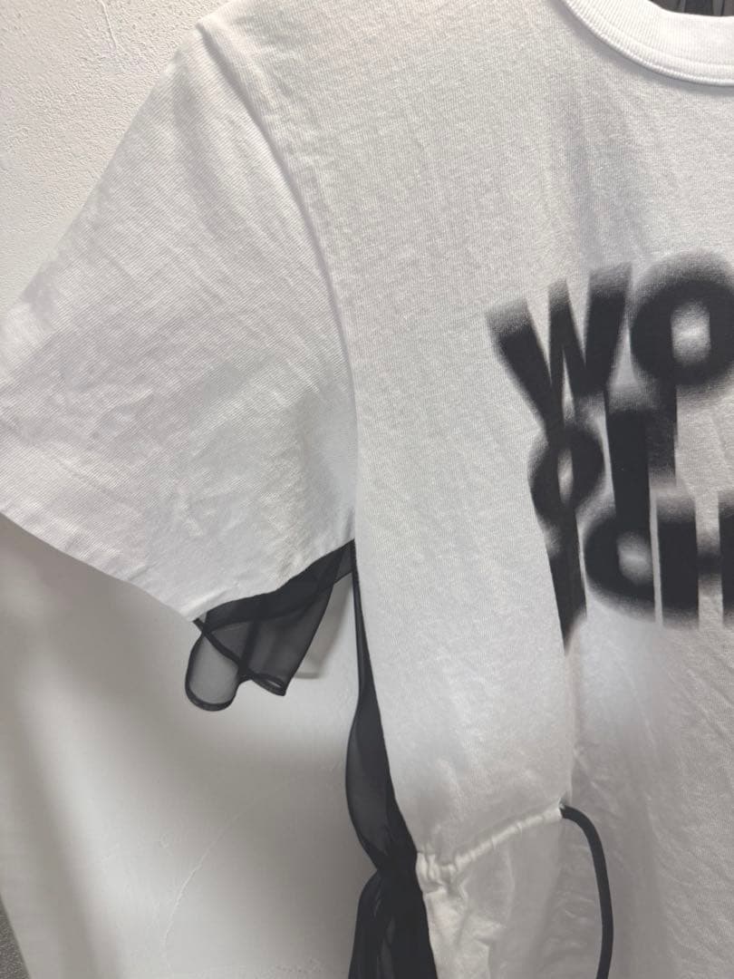 sacai シフォン Tシャツ ホワイト ウィメンズ
