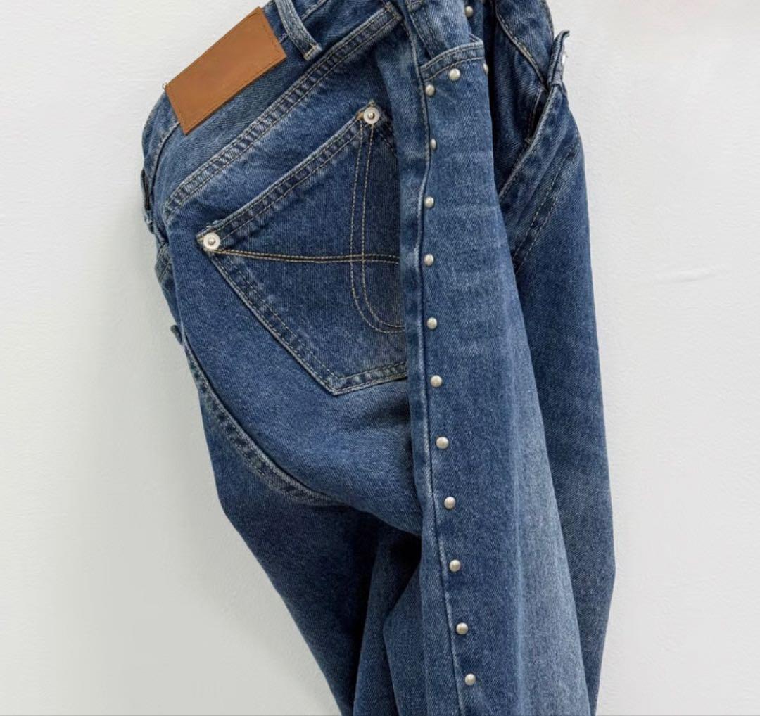 【新品タグ付き】Nalm.⭐︎スタッズルーズデニム