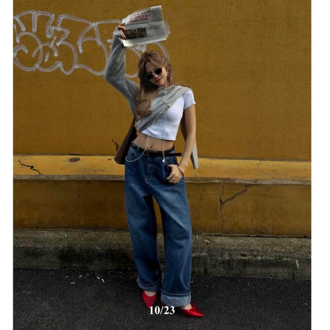 【新品タグ付き】Nalm.⭐︎スタッズルーズデニム