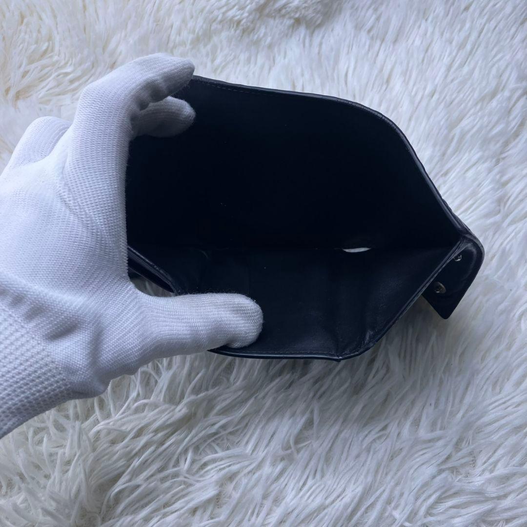 LOEWE 三つ折り財布 アナグラム ラムレザー リピート バーティカル 紺