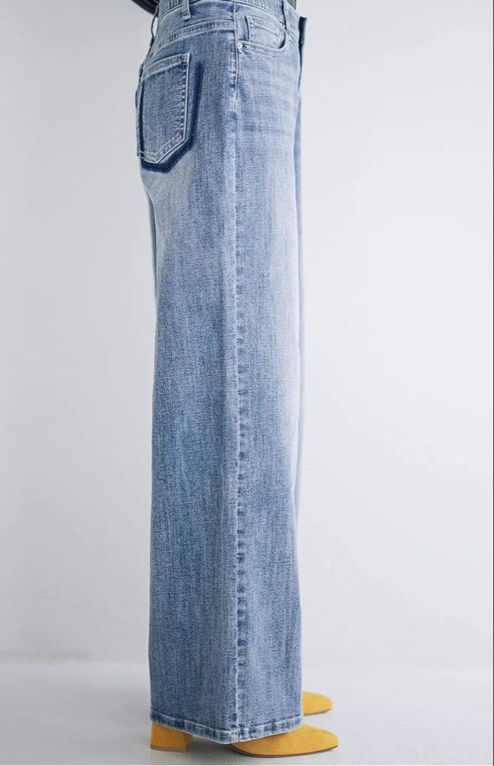 INDIMARK デニムパンツレディースワイド デニムベーシックブルーWJ167