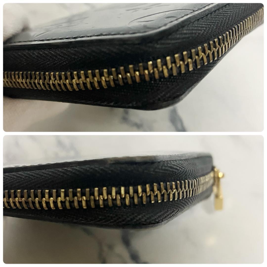 B973【人気】LOUIS VUITTON★ヴェルニ 二つ折り財布 ジップ 黒