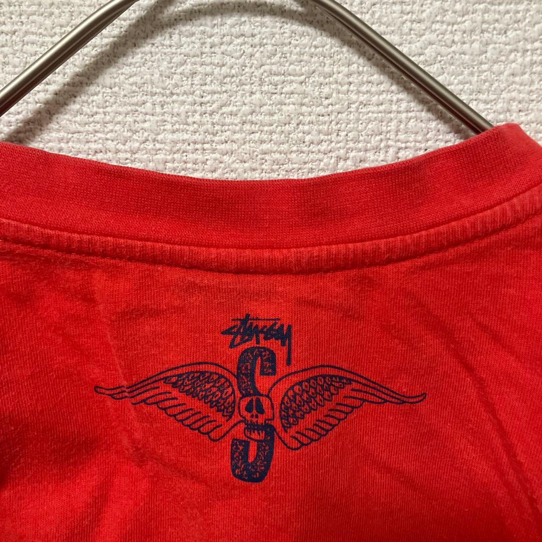 赤青タグ　オールド　Stussy ウィングスカル Tシャツ Lサイズ レッド