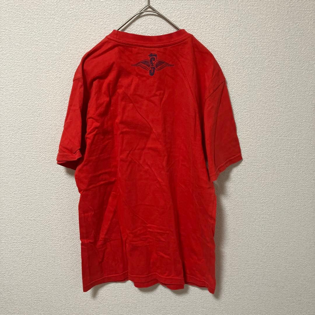 赤青タグ　オールド　Stussy ウィングスカル Tシャツ Lサイズ レッド