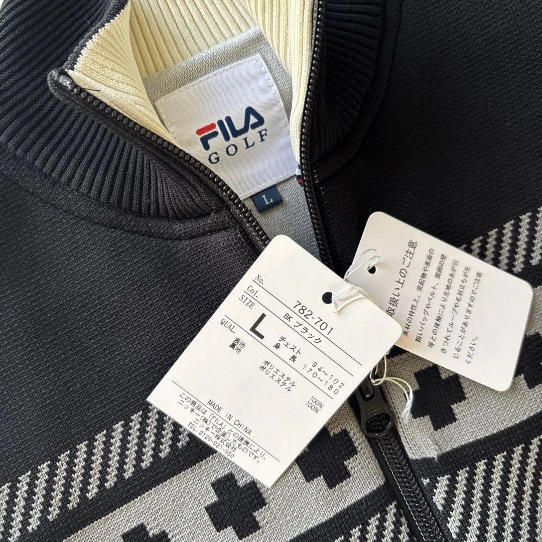 ⭐︎新品タグ付きメンズ用裏蓄熱ニットFILA ゴルフジャケット Lブラック