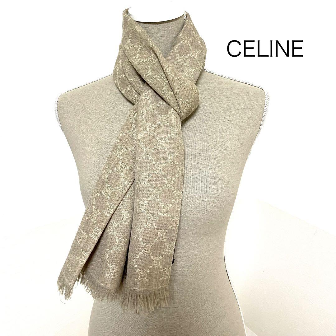 CELINEウールストール　マフラー　マカダム柄