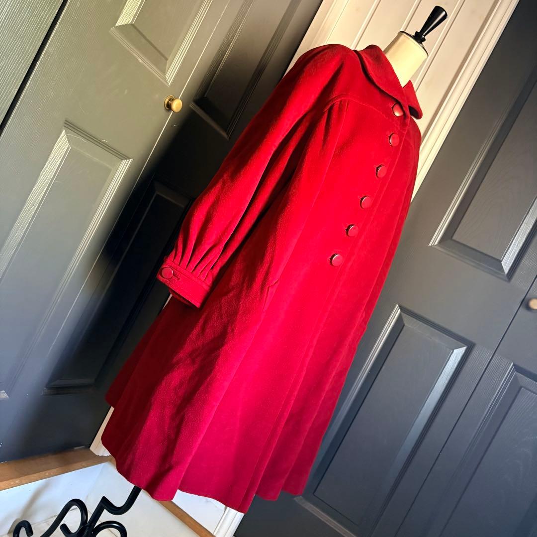 NO.7-181 Christian Dior 赤　ロングコート　アンゴラウール