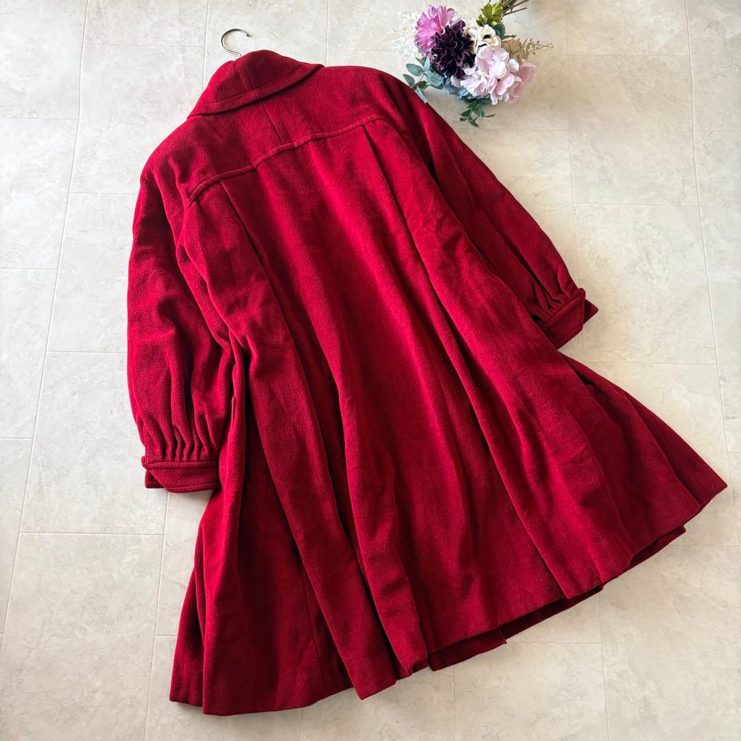 NO.7-181 Christian Dior 赤　ロングコート　アンゴラウール