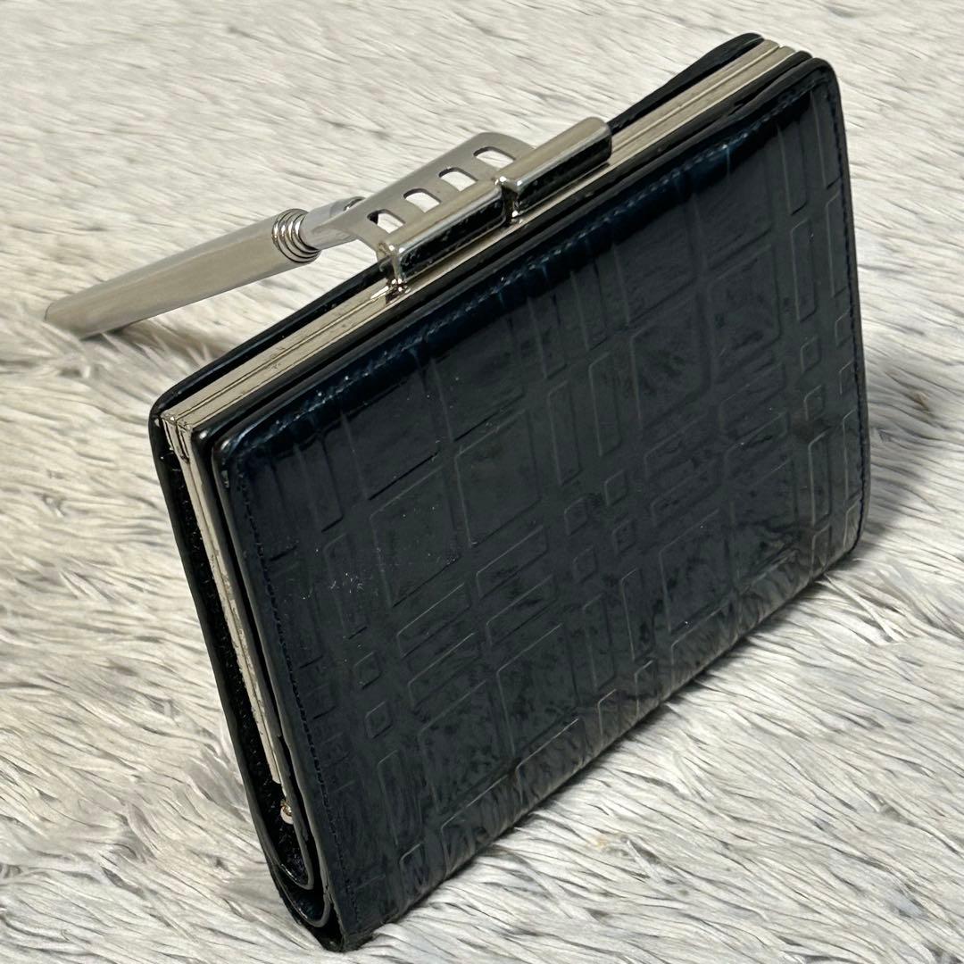 BURBERRY バーバリー　パテントレザー　折れ財布　がま口　ブラック
