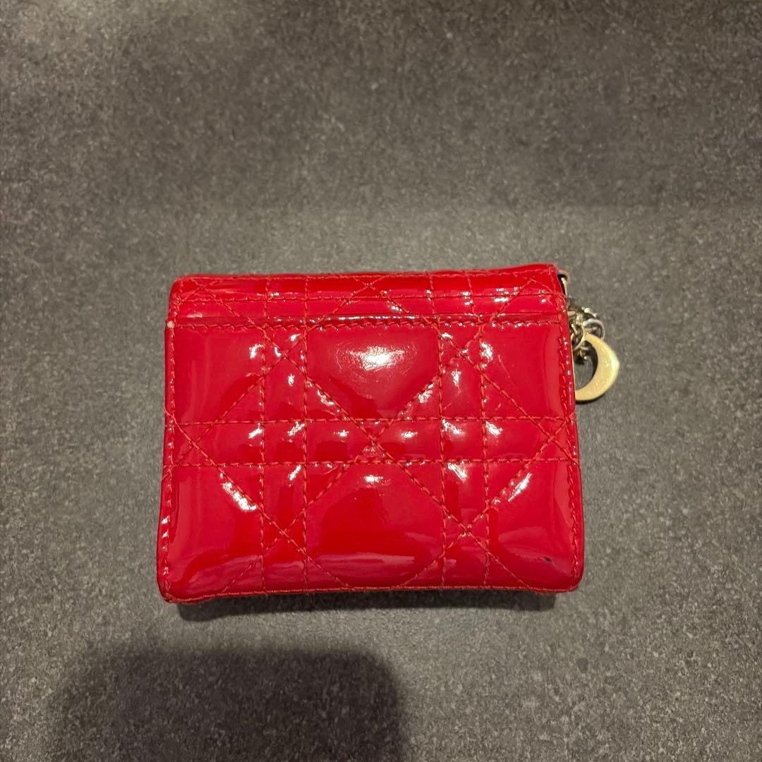 DIOR 三つ折り財布/レッド