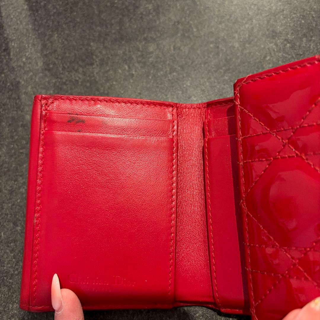 DIOR 三つ折り財布/レッド