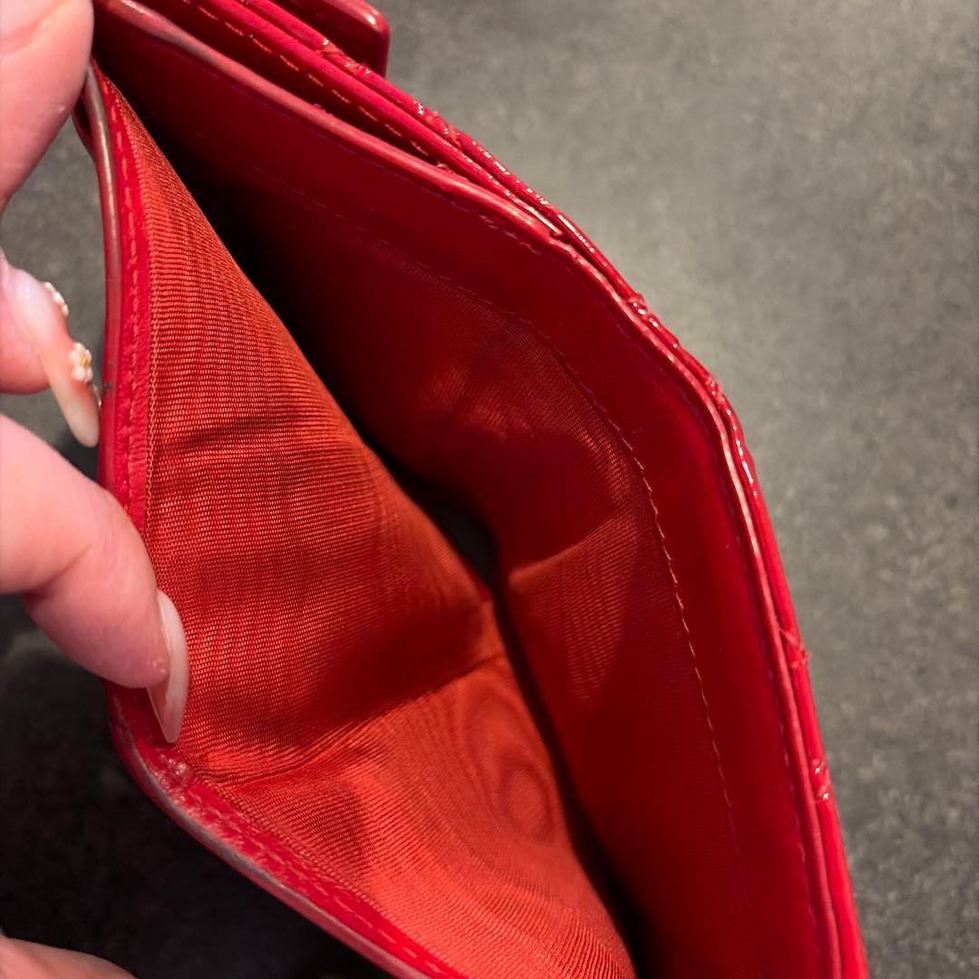 DIOR 三つ折り財布/レッド