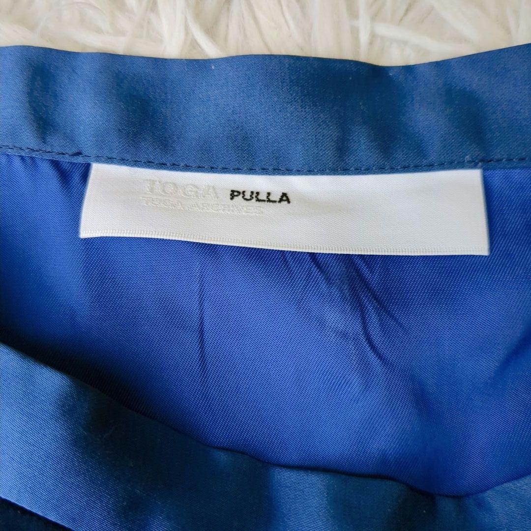 TOGAPULLA トーガプルラ アセテートサテンスカート ゼブラ ブルー 38