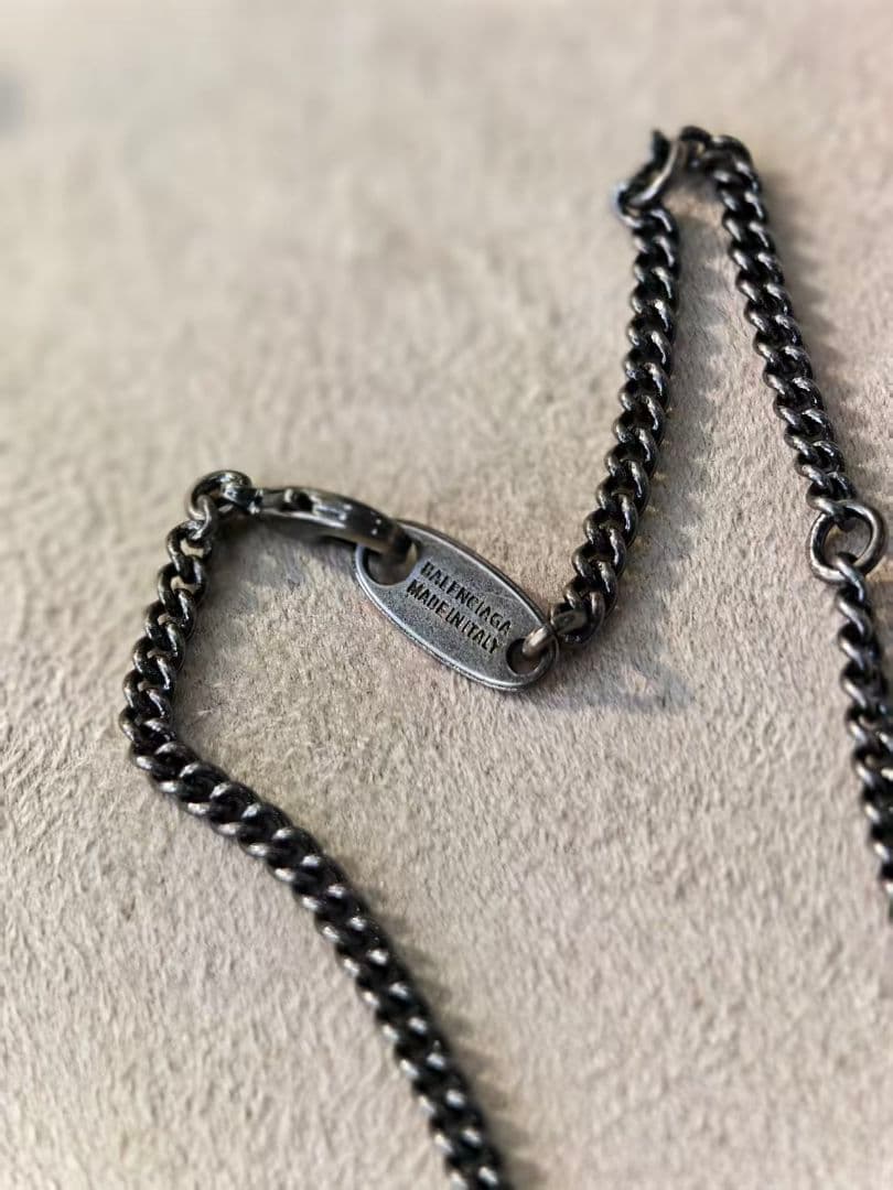 バレンシアガ BALENCIAGA 新品同様 シルバー チェーンネックレス