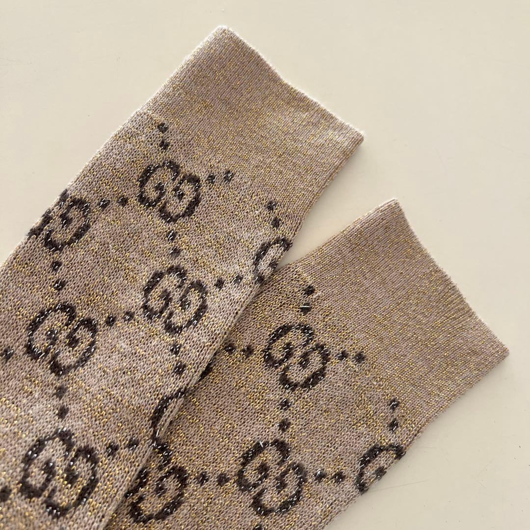 GUCCI ソックス 靴下 レディース GG柄 ラメファブリックGGソックス
