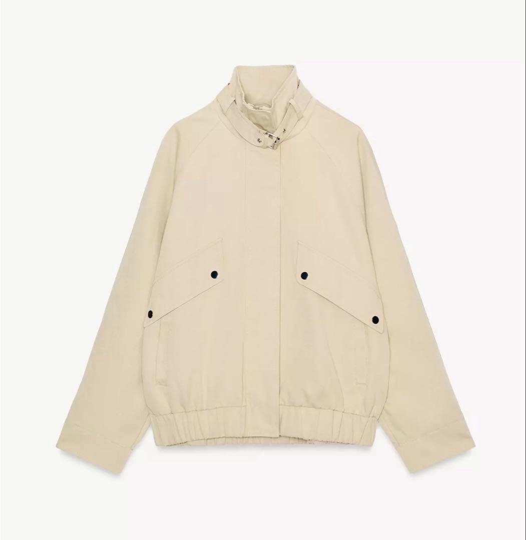 【ZARA】ザラ S オーバーサイズ ハイネックボンバージャケット チェック
