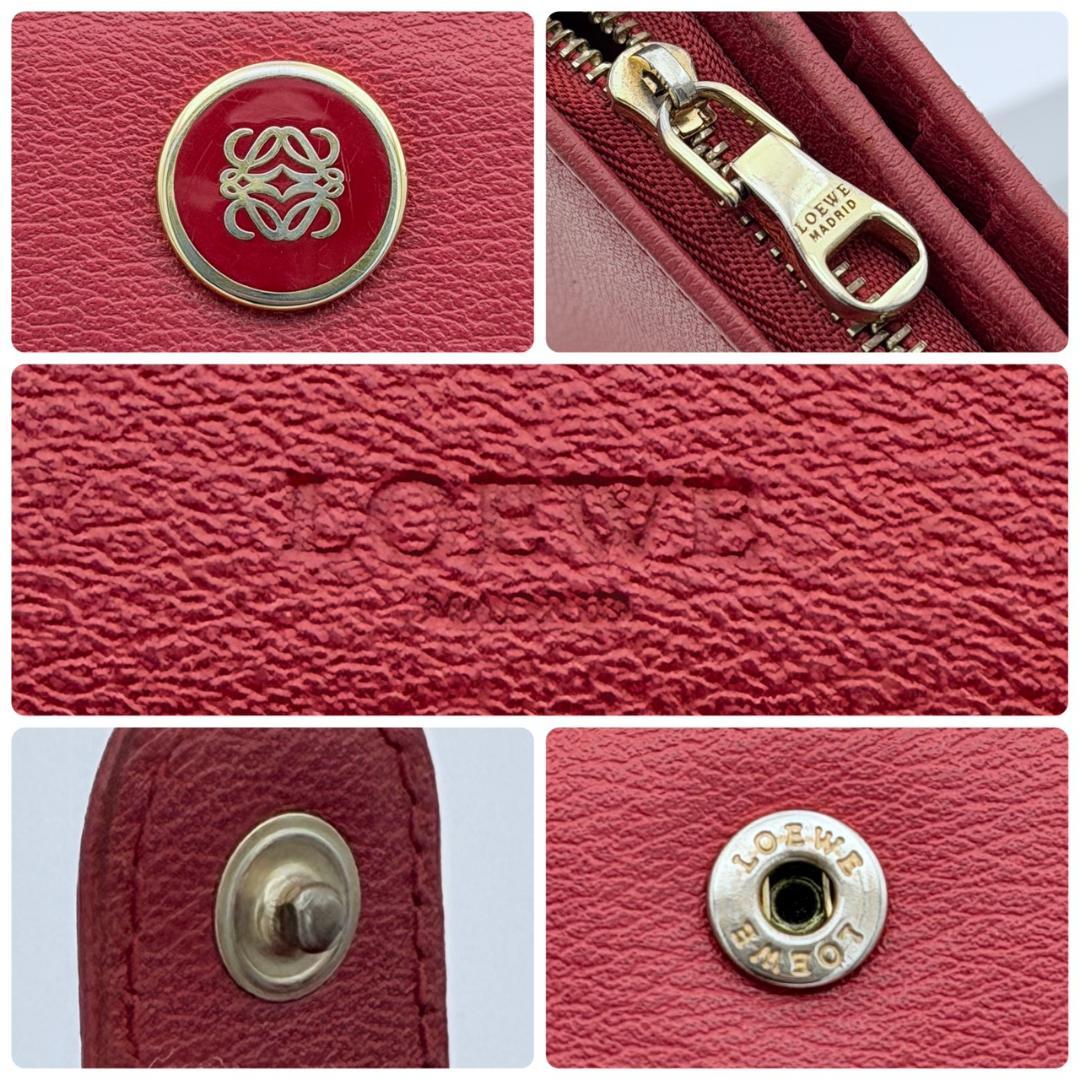 LOEWE　ロエベ　アナグラム　アマソナ　ロゴ　二つ折り財布　レッド　赤