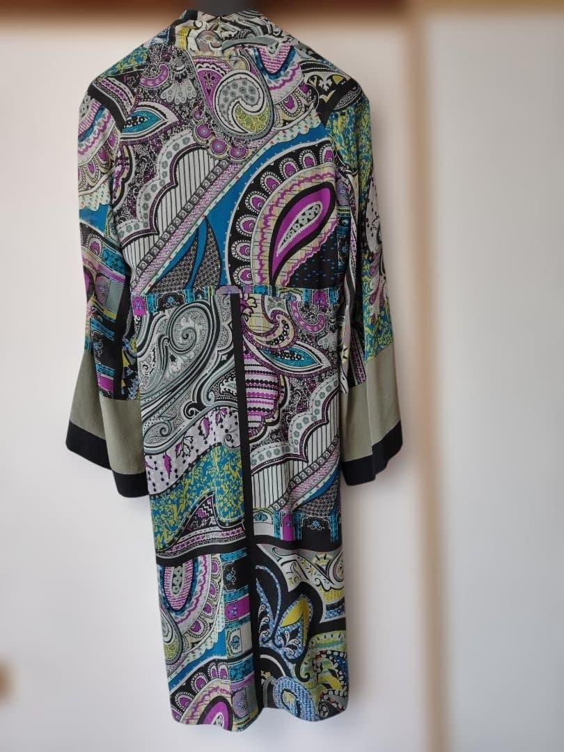 訳あり　Etro 総柄長袖シルクドレスL イタリア製