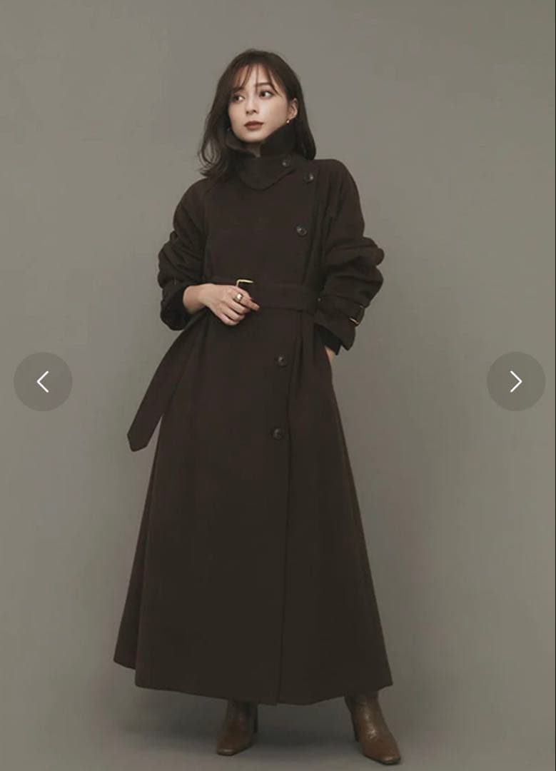 anuansウールロングトレンチコート BROWN