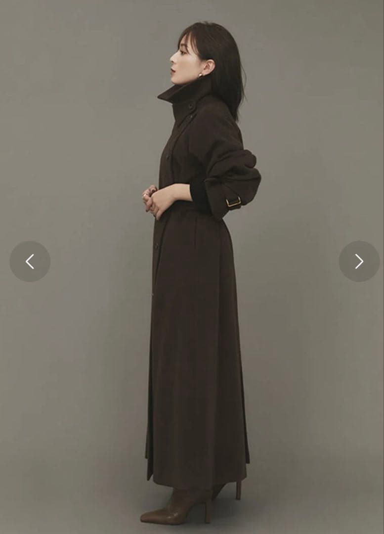 anuansウールロングトレンチコート BROWN