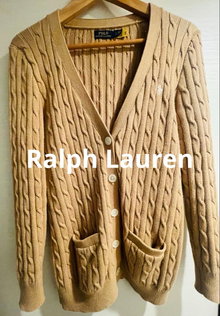 美品・現行タグ【POLO Ralph Lauren】ケーブルカーディガンベージュ