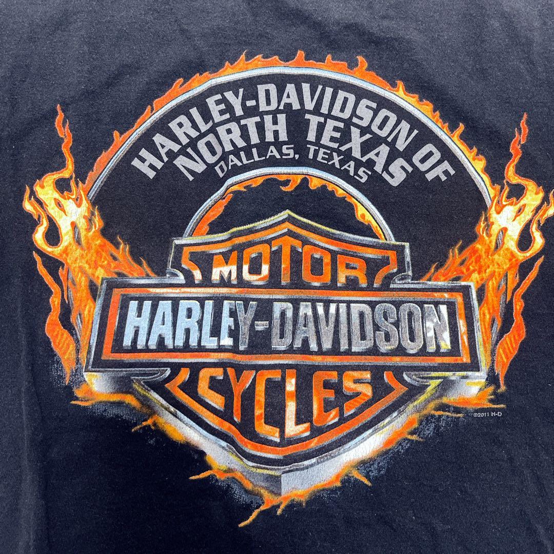 HARLEY 両面プリント スカル フレイム ファイアーパターン　Tシャツ