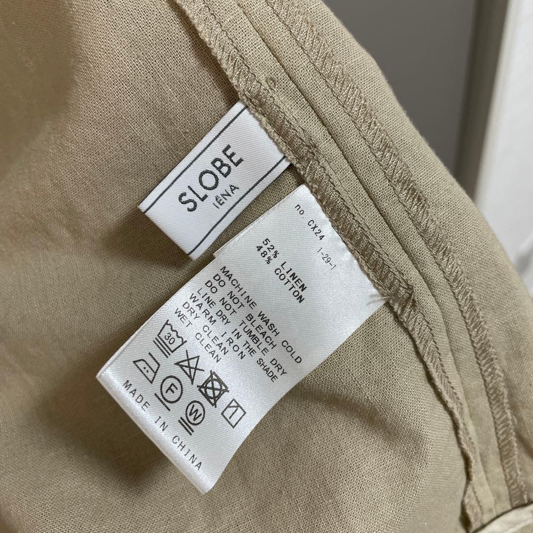 SLOBE IENA リネンコットン ダブルブレスト ジャケット ページュ