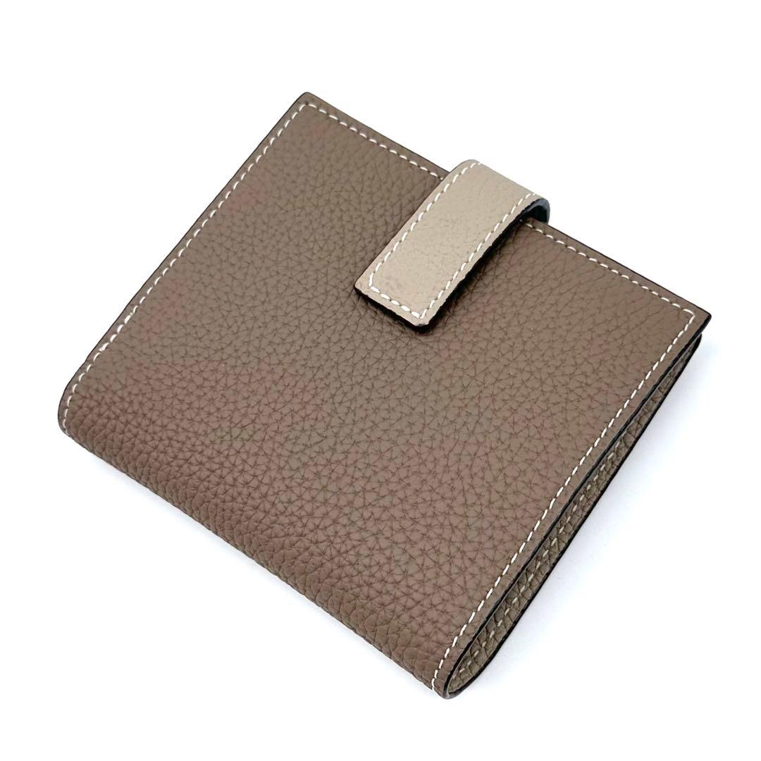 極美品✨ボナベンチュラ ベルテッドバイフォールドウォレット エトープ×グレージュ