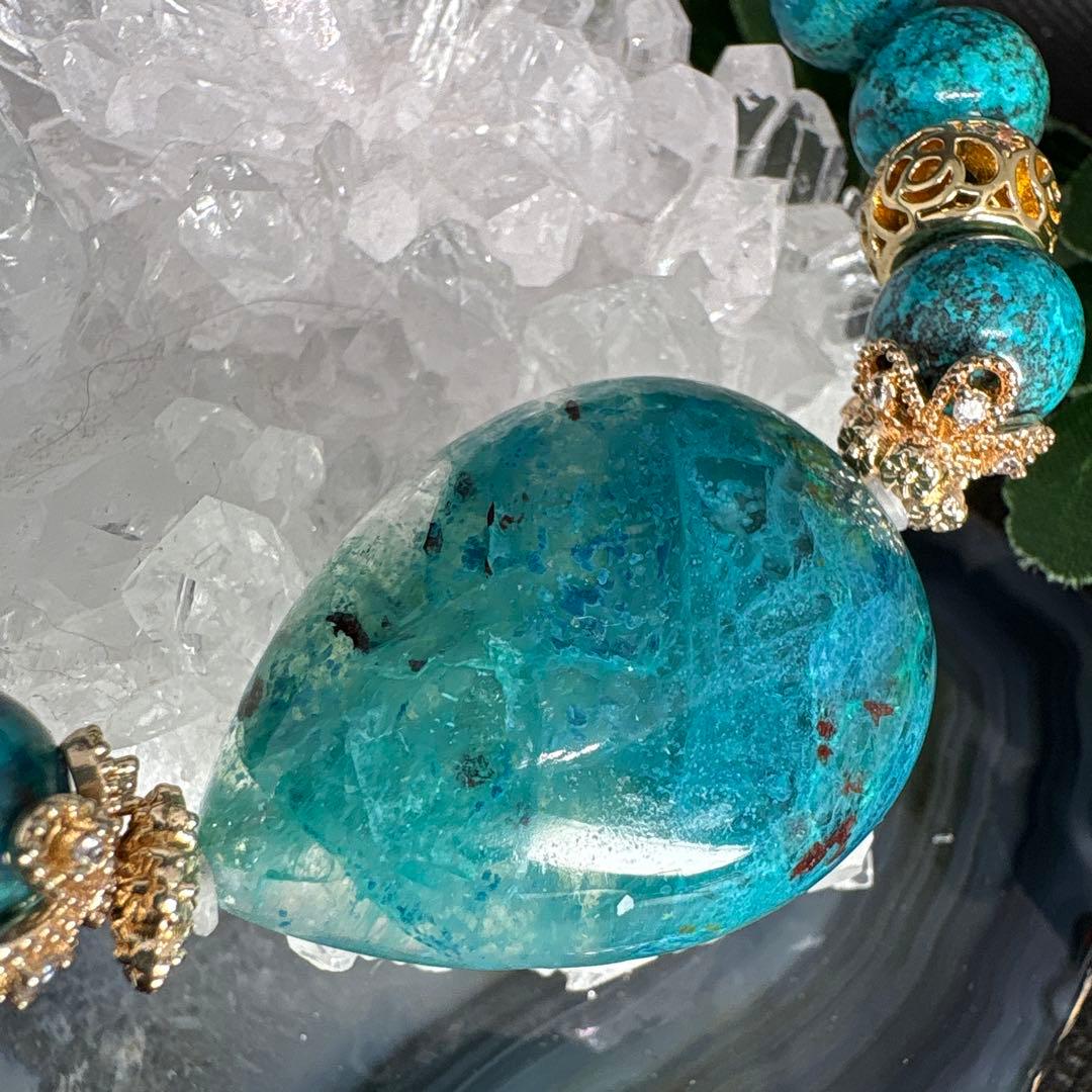 クリソコラシリカ雫　クリソコラ　ブレスレット