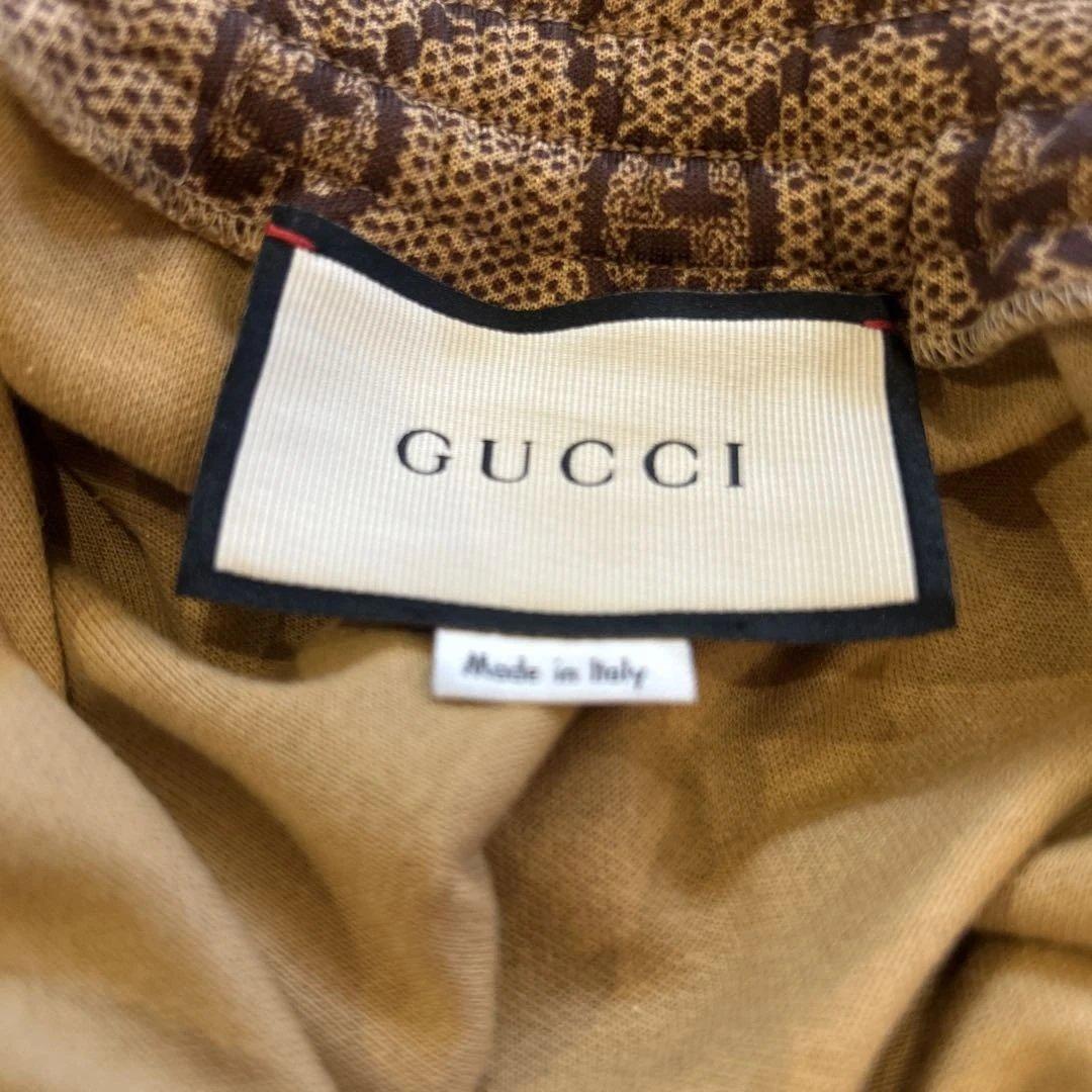 GUCCI ロゴプリント フレアスカート ブラウン