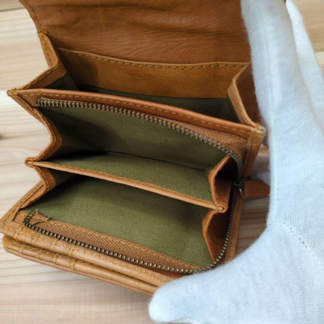 未使用　新品　ズッケロフィラート　ブラウン 牛革 三つ折り財布 48984