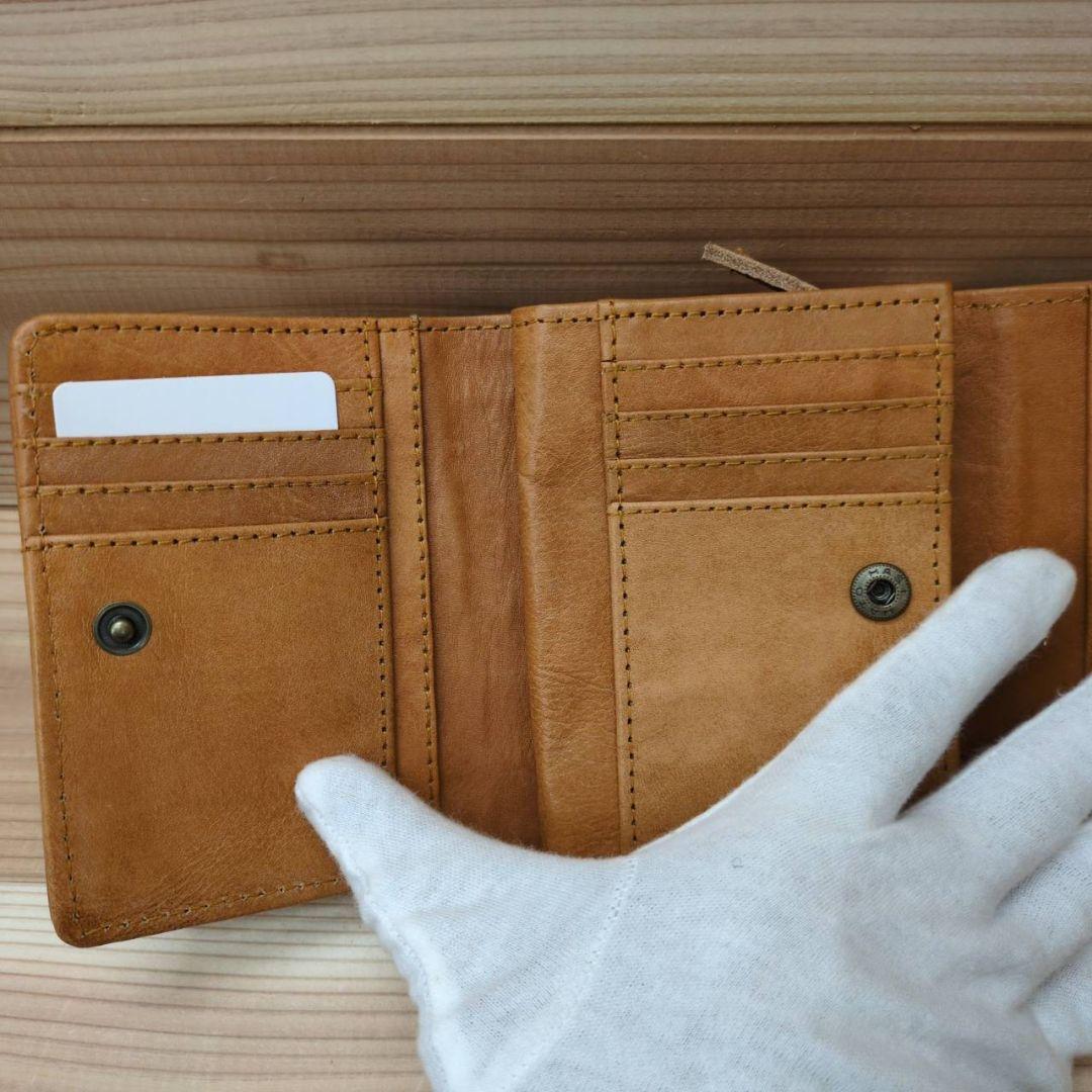 未使用　新品　ズッケロフィラート　ブラウン 牛革 三つ折り財布 48984