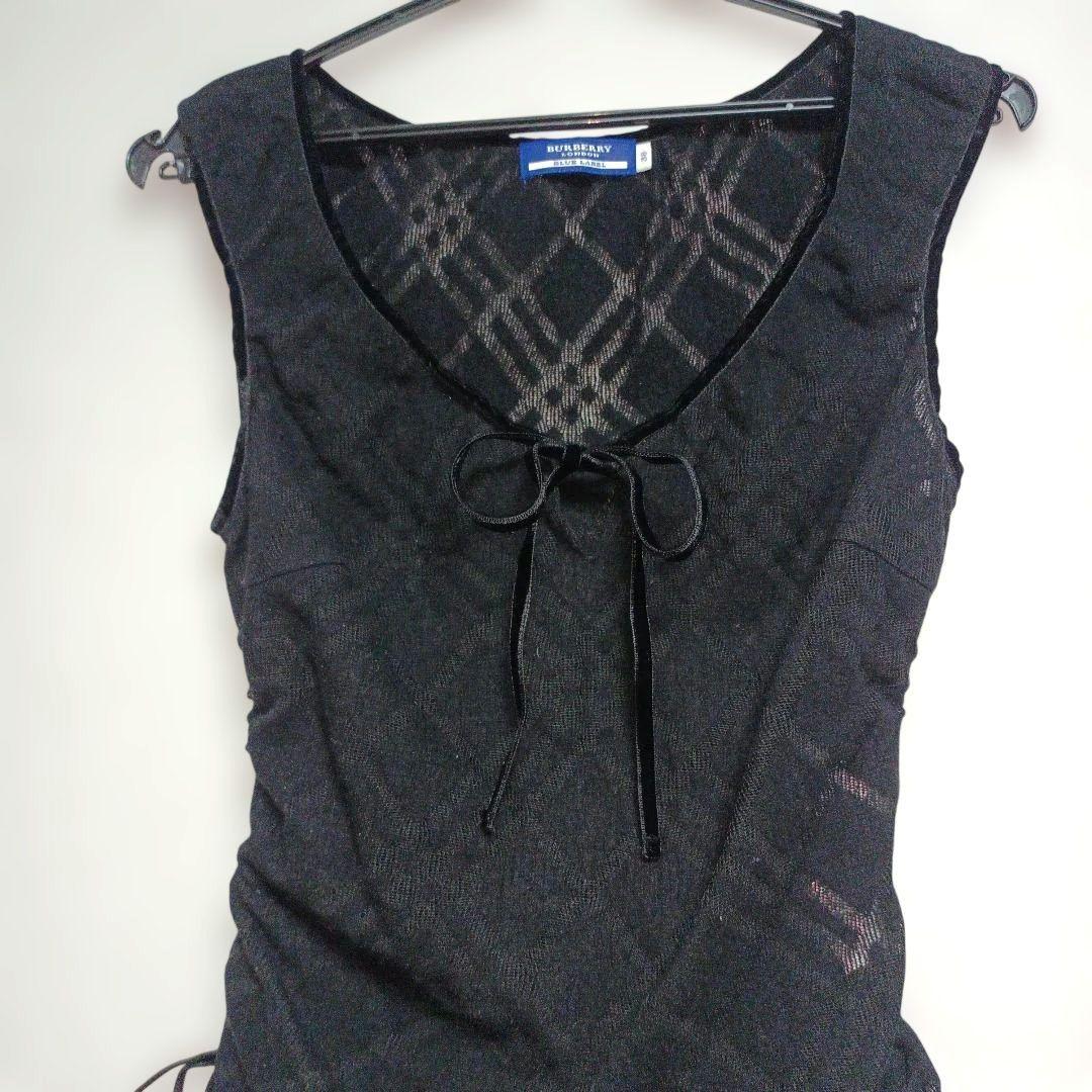 BURBERRY ブラック カットソー キャミソール ノバチェック