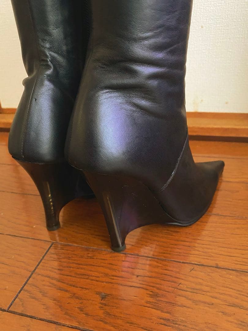 COMEX コメックス　ウエッジソール　ブラックレザー ロングブーツ