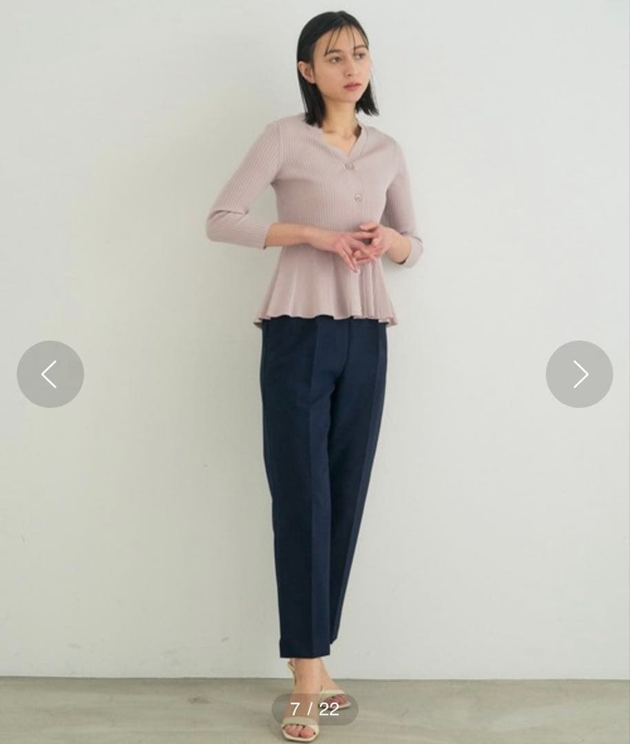 新品☆ ANAYI ワイドリブペプラムＶネック　カーディガン/セオリー、23区