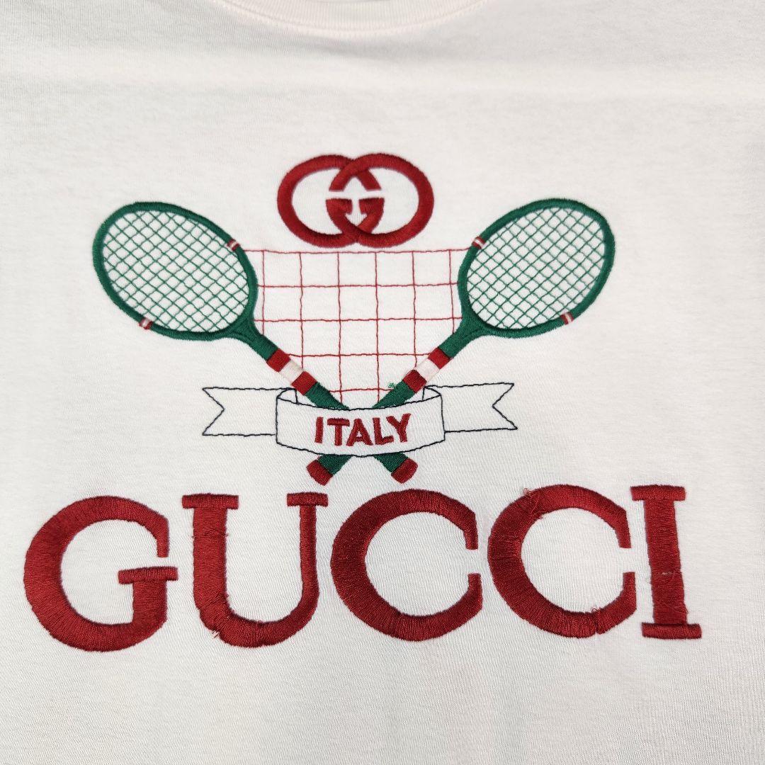 美品 GUCCI Tシャツ インターロッキング ラケット ロゴ刺繍 XS