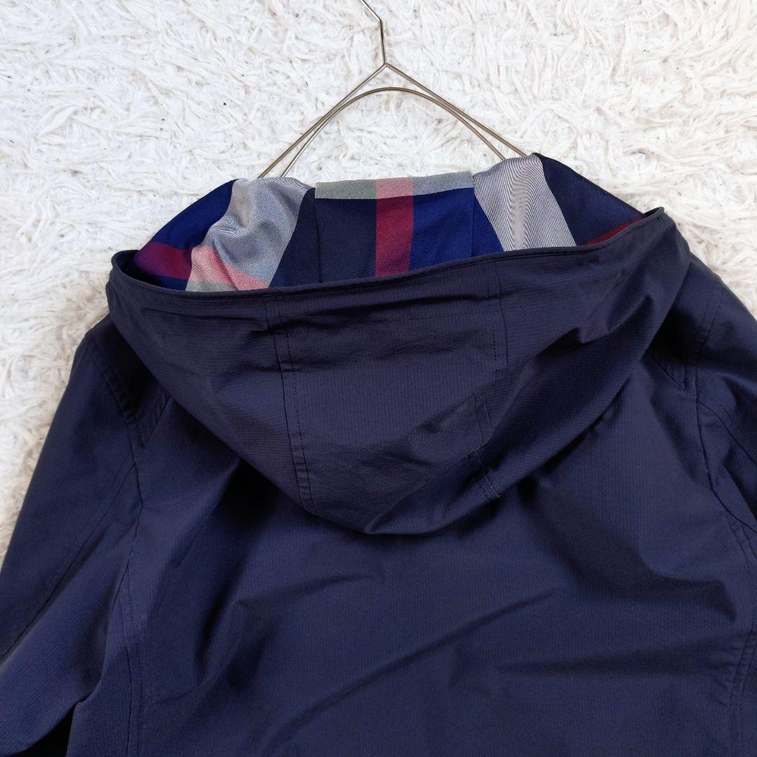 BLACK LABEL　フーデットパーカー　ブラックチェック　ロゴ　ネイビー