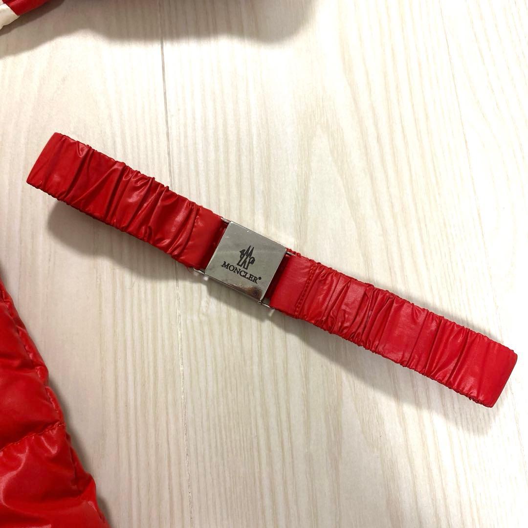 【美品】MONCLER ファー付 ダウン ジャンプスーツ ベルト付 赤 67cm