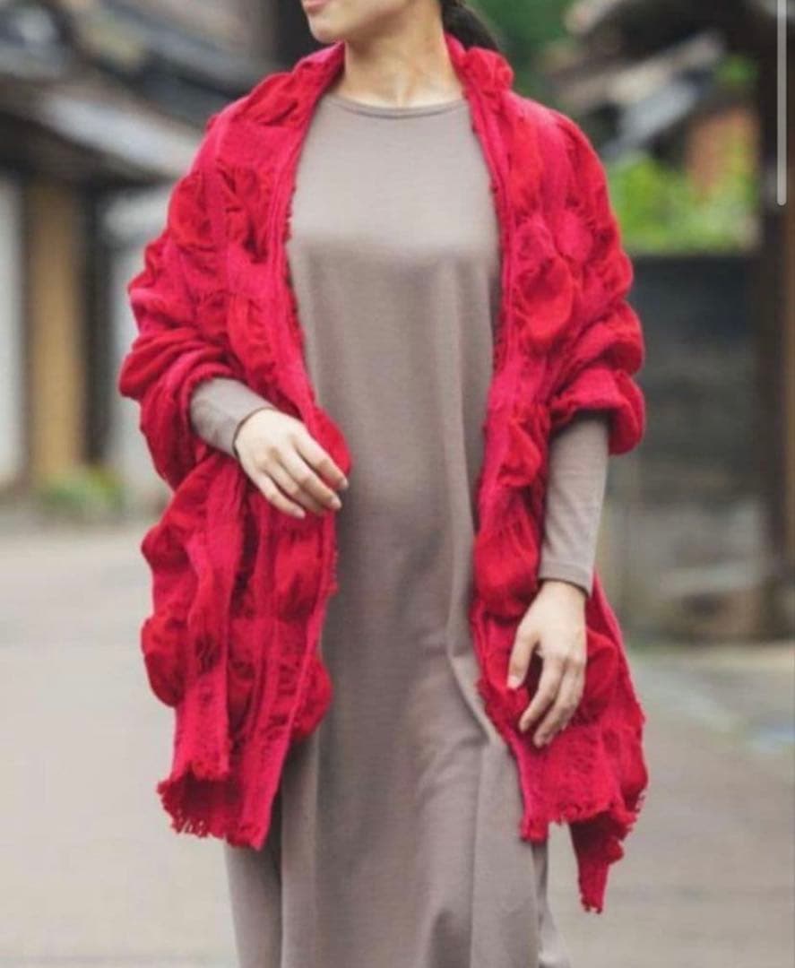 石見銀山 群言堂 格子　大判ストール