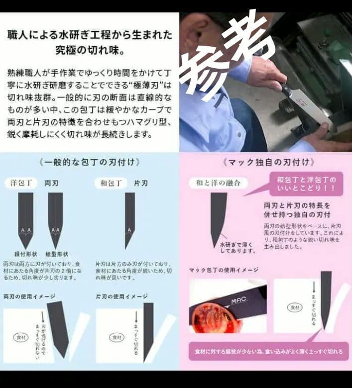 MAC+a 日本製　三徳包丁・ペティナイフ・ダイヤモンドシャープナーセット