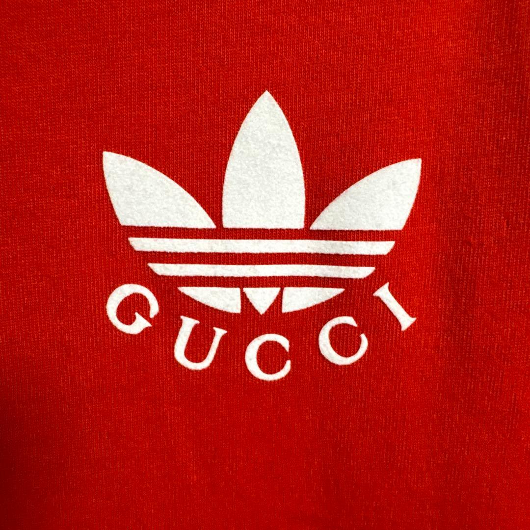 GUCCI Adidas コラボ 長袖Tシャツ レッド 膝上ワンピース