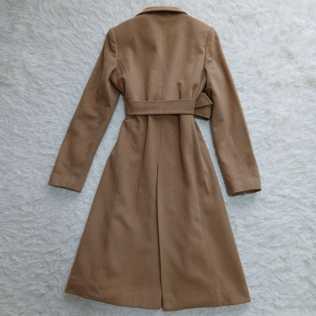 【ANAYI】カシミヤ　100％　比翼　ベルト付き　ロングコート　ベージュ