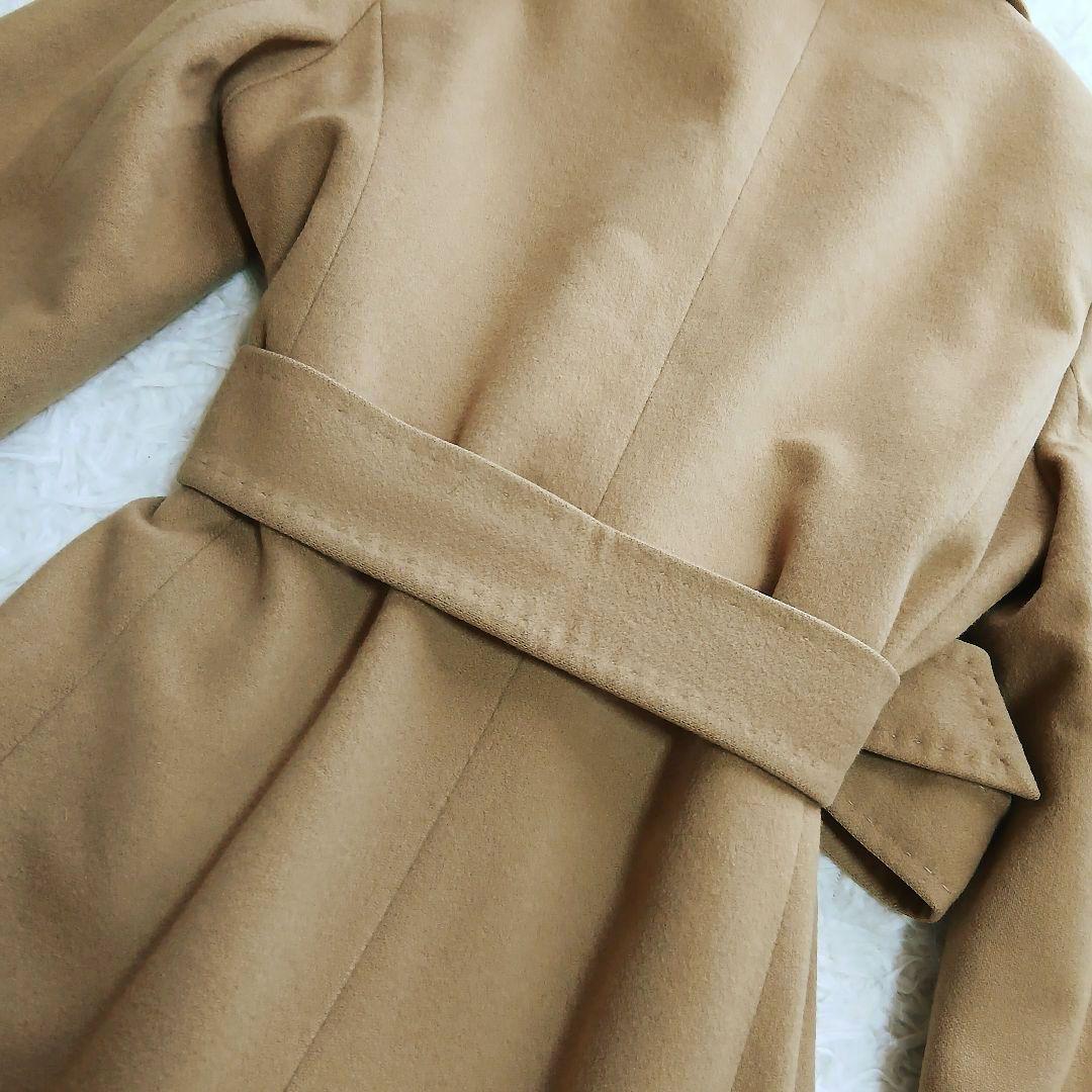 【ANAYI】カシミヤ　100％　比翼　ベルト付き　ロングコート　ベージュ
