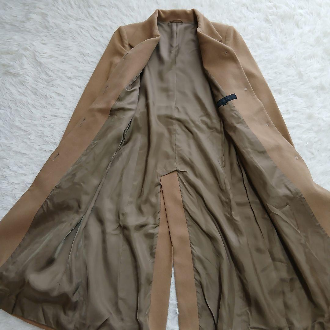 【ANAYI】カシミヤ　100％　比翼　ベルト付き　ロングコート　ベージュ